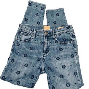 Driftwood Sundance Jackie Jean 27 Embroidered Diamond Blue Denim Skinny Straight